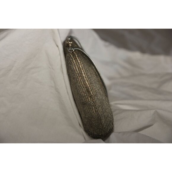 Vtg 1960's Silver Beaded Evening Bag Floral Pattern Handmade Serpentine Handle - Picture 5 of 9